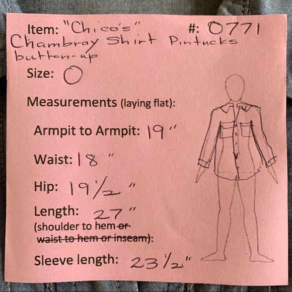 Chicos Cotton Chambray Shirt Top size 4/6 (Chico size 0) - Picture 11 of 12